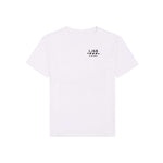 A white short-sleeve crewneck t-shirt with a small black 'L/AB