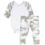 2pc Knit Blue Camo Raglan Onesie Set - Denny's