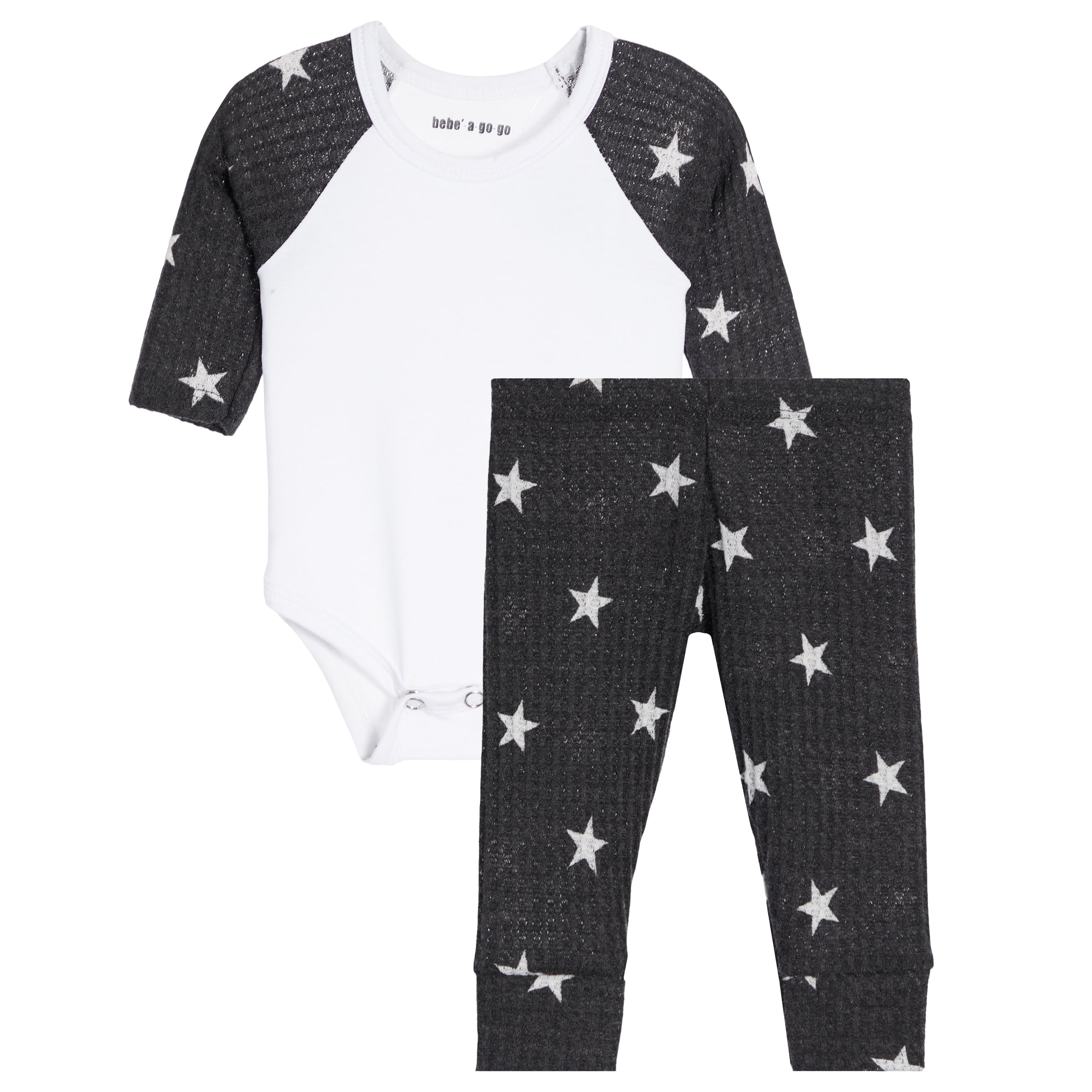2pc Waffle Star Raglan Onesie Set - Denny's