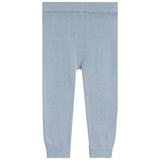 Light blue knit pants with ribbed waistband and ribbed ankle cuffs, shown flat against a white background.