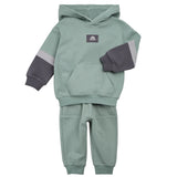 2pc Stripe Sleeve Hoodie Jog Set