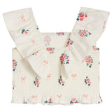 Bows And Bouquets Smock Ruffle Top