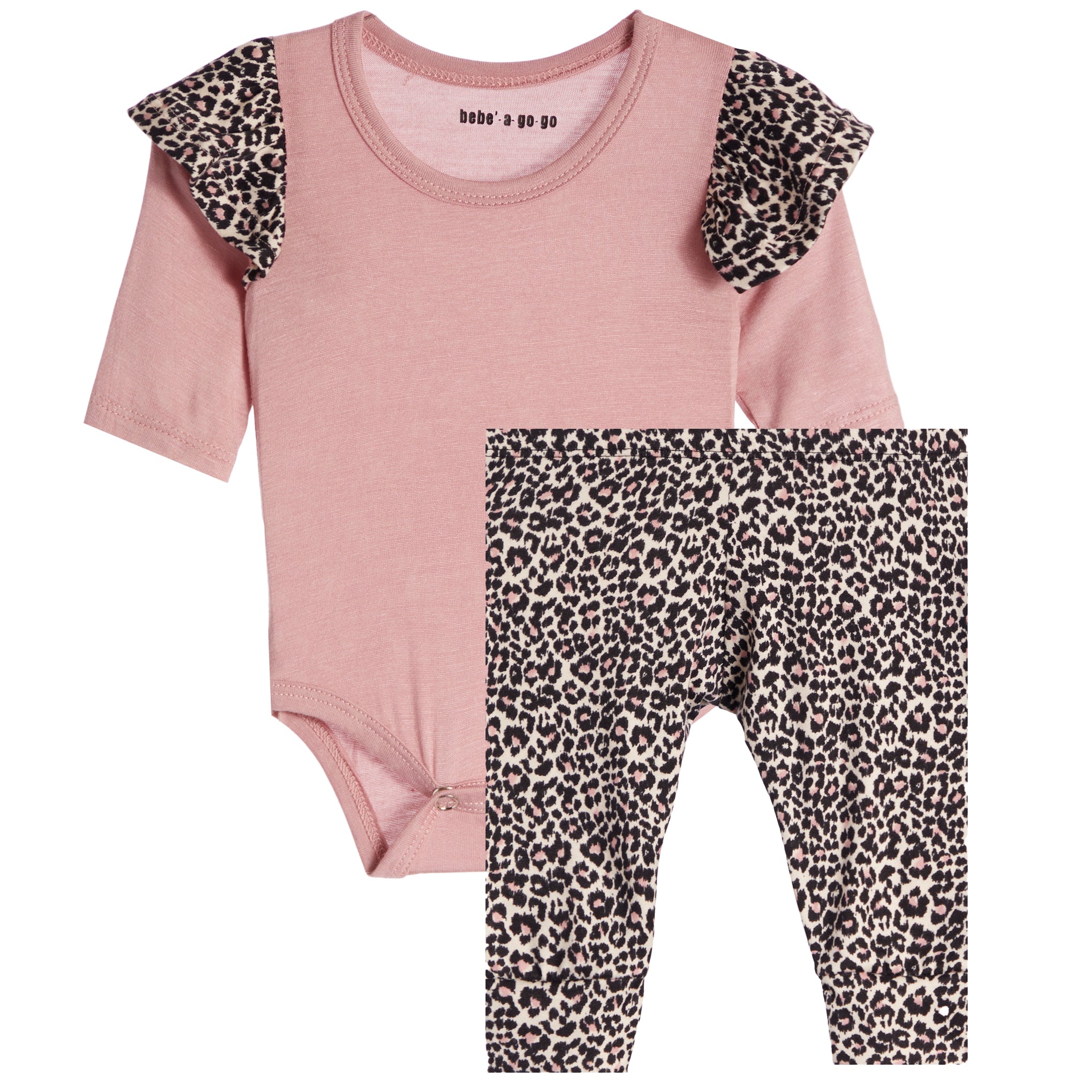 2pc Multi Leopard Ruffle Onesie Set - Denny's