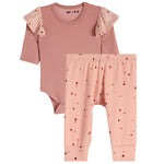 2pc Thermal Heart Ruffle Onesie Set - Denny's