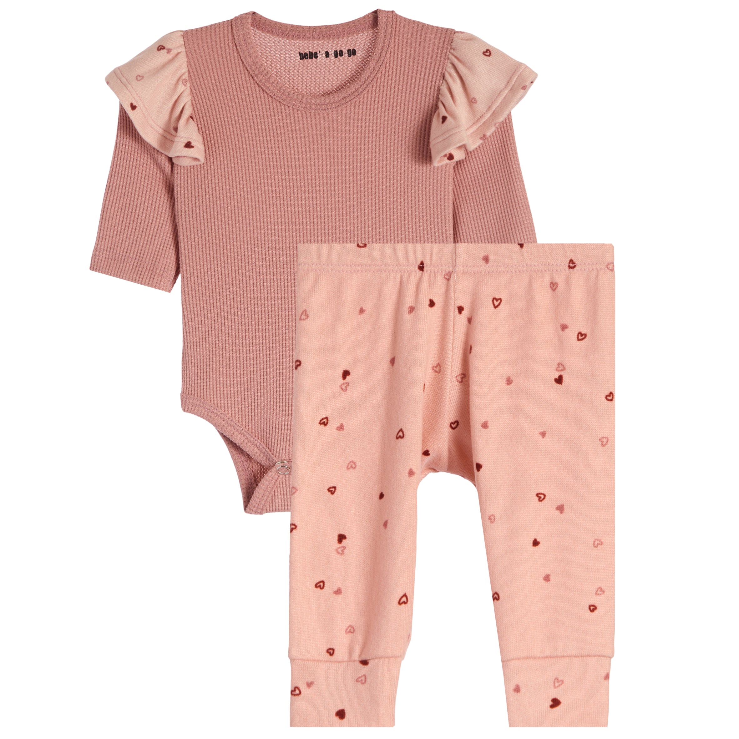 2pc Thermal Heart Ruffle Onesie Set - Denny's