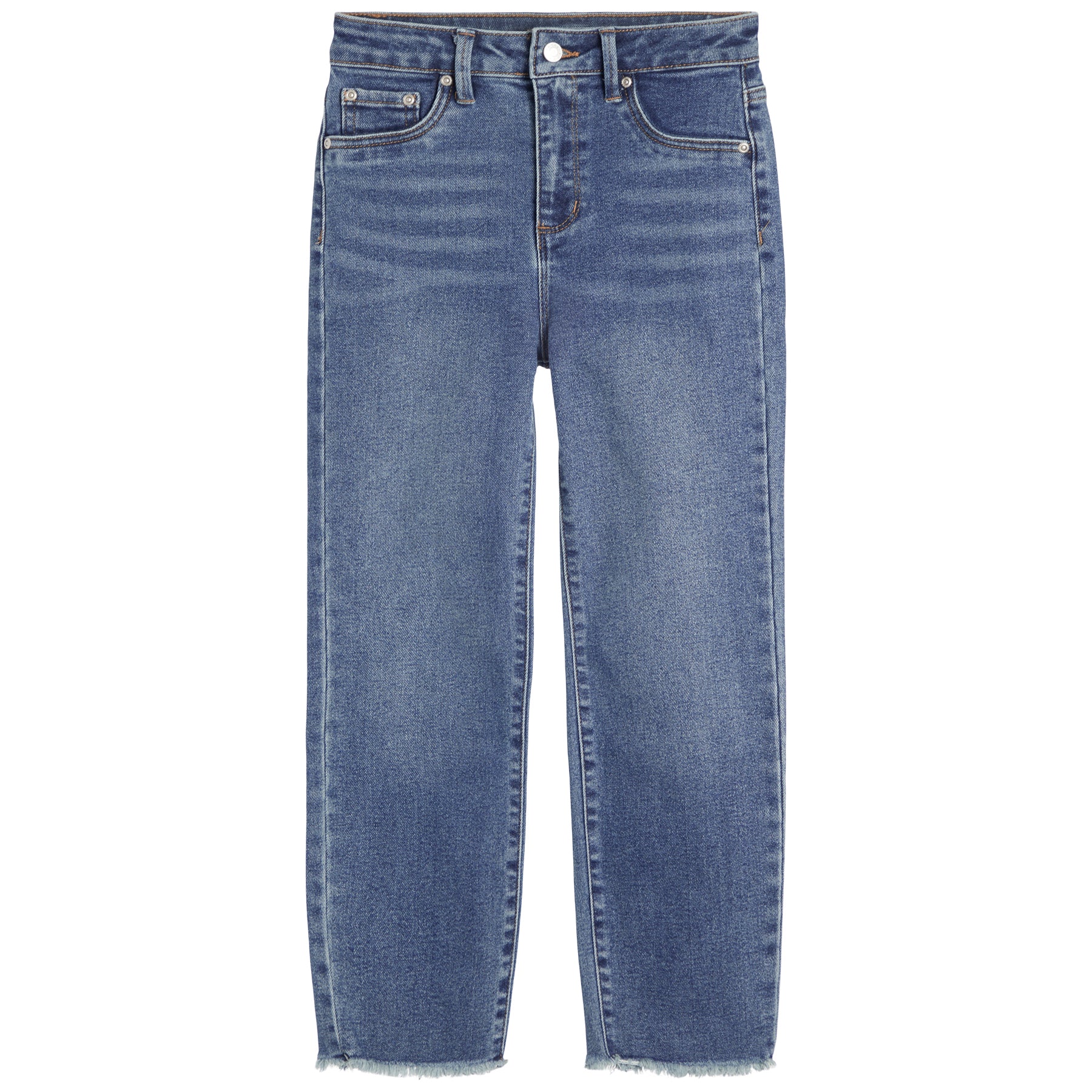 High RIse Straight Leg Fray Hem Jean - Denny's