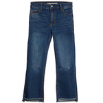 High Rise Crop High Low Hem Flare Destructed Jean - Denny's