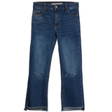 High Rise Crop High Low Hem Flare Destructed Jean - Denny's