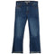 High Rise Crop High Low Hem Flare Destructed Jean - Denny's
