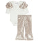 2pc Velour Ruffle Onesie Flare Pant Set - Denny's