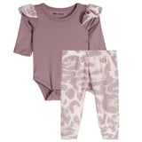 2pc Orchid Leopard Ruffle Onesie Set - Denny's
