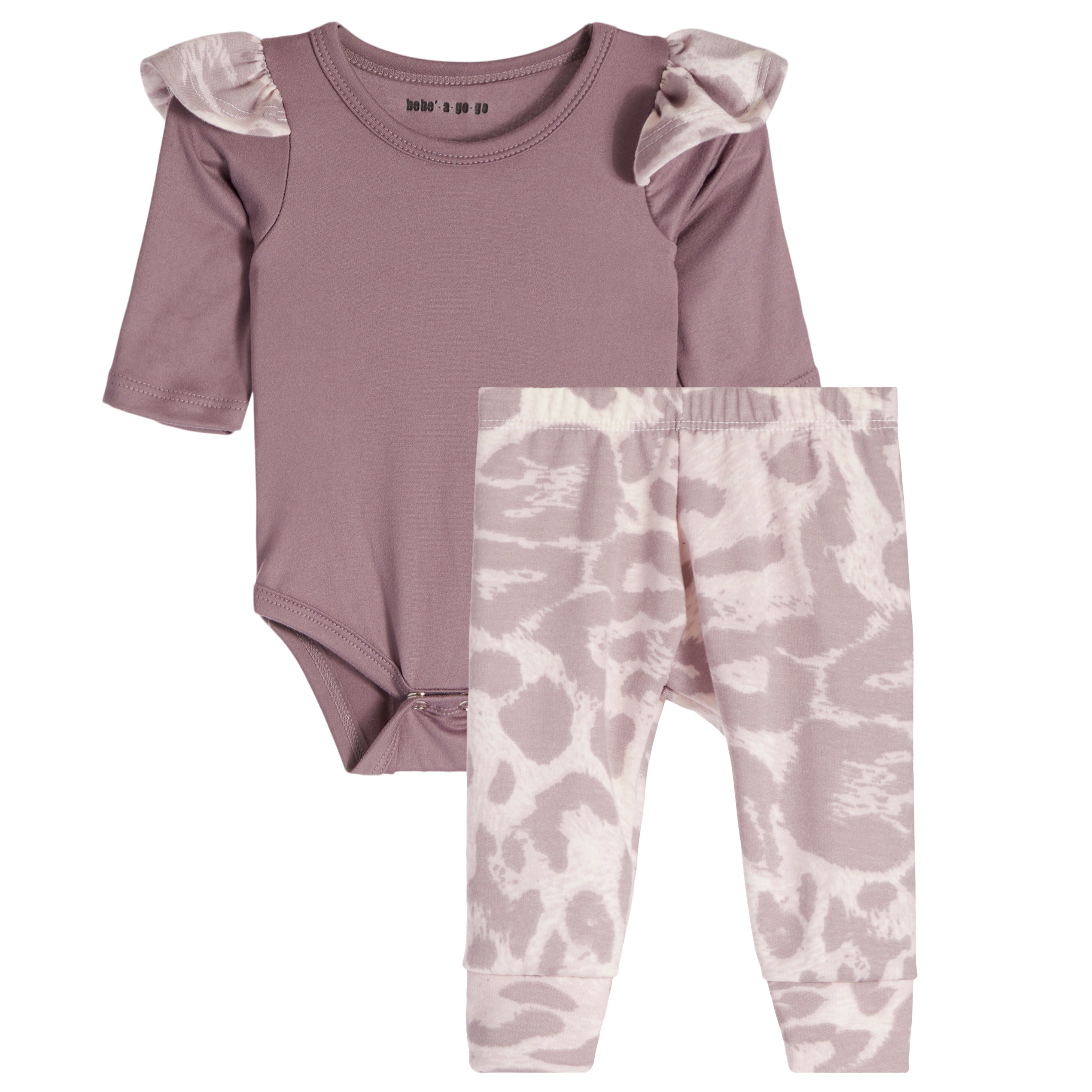2pc Orchid Leopard Ruffle Onesie Set - Denny's