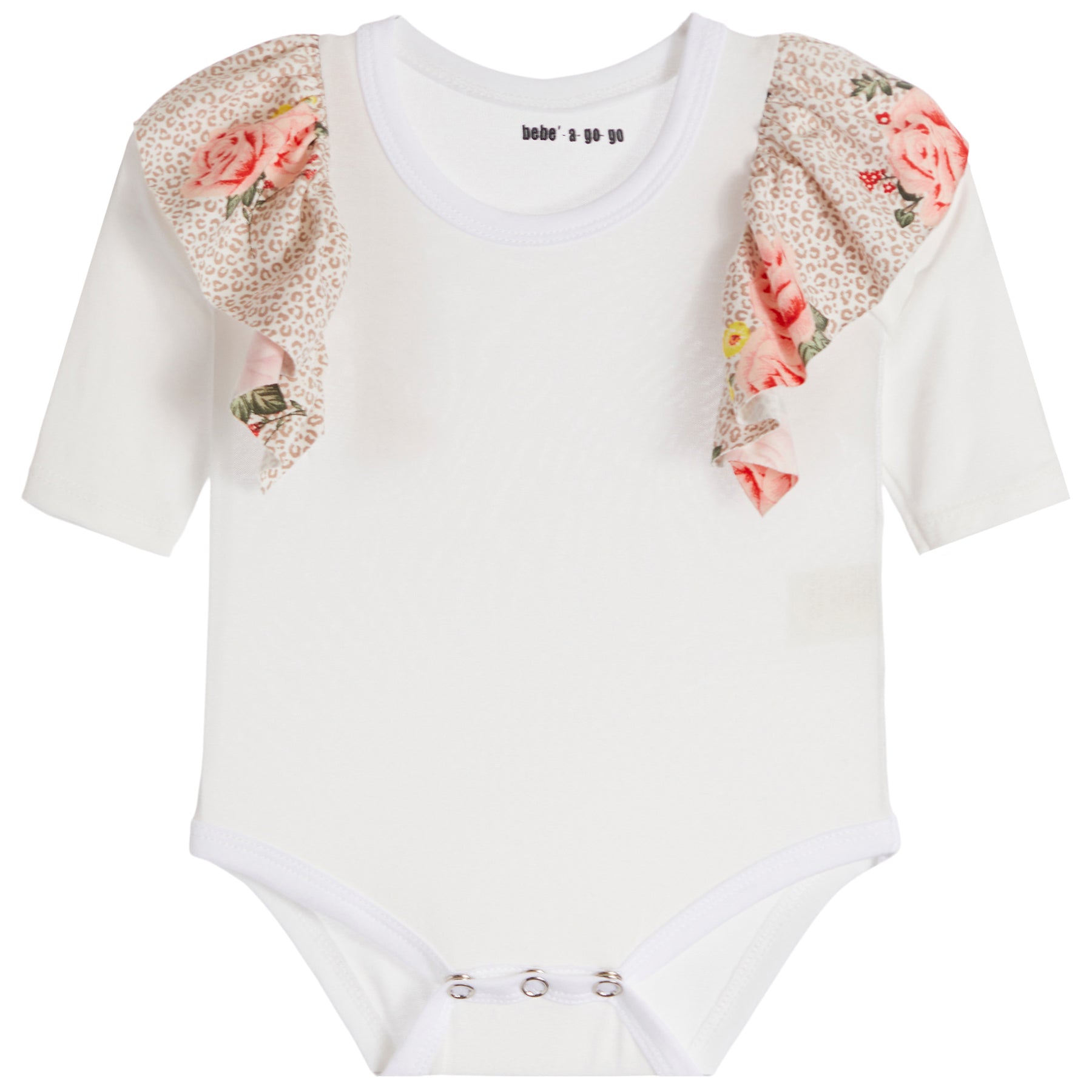 2pc Cheetah Floral Ruffle Shoulder Onesie Set - Denny's
