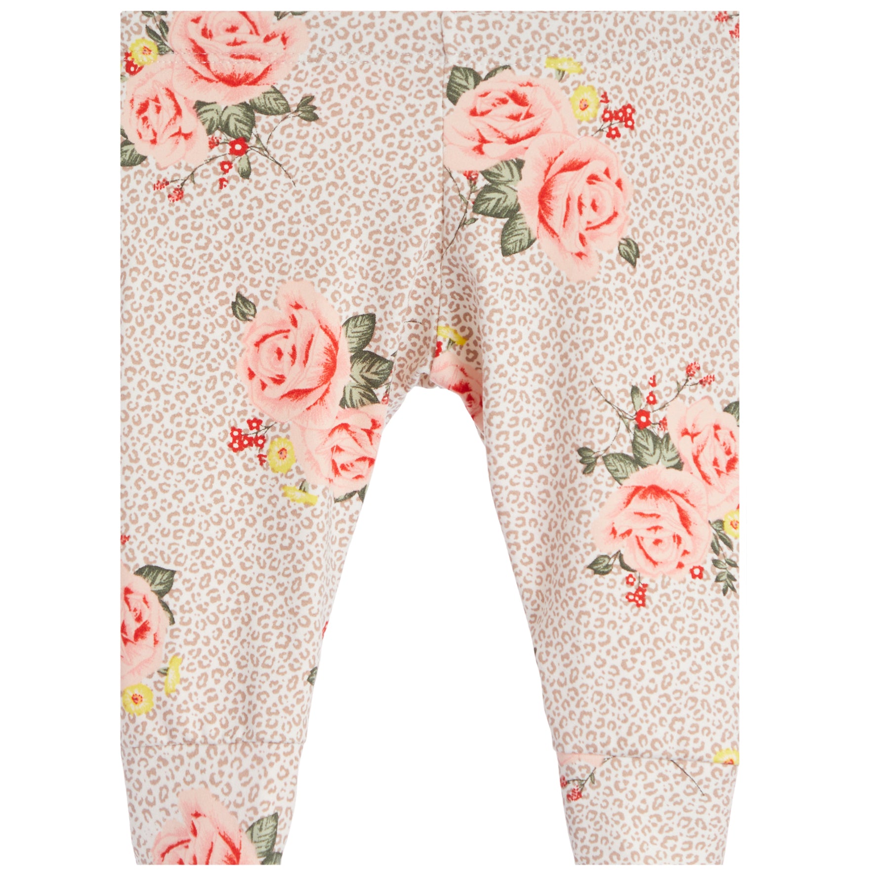 2pc Cheetah Floral Ruffle Shoulder Onesie Set - Denny's