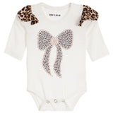 2pc Bow Leopard Onesis Set
