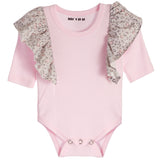 2pc Ruffle Shoulder Onesie Set Grey & Pink Leopard - Denny's