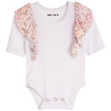 2pc Ruffle Shoulder Onesie Set Pastel Pink Floral - Denny's