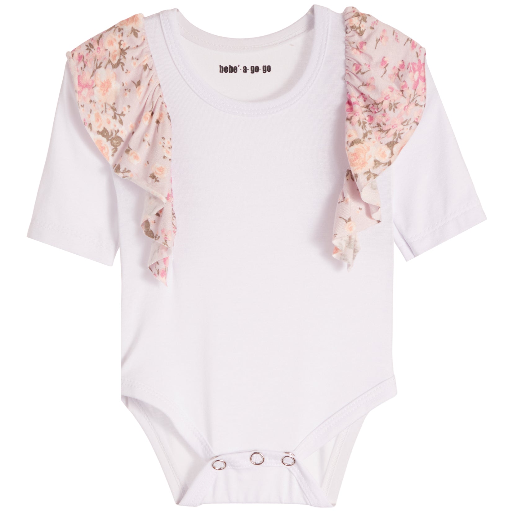 2pc Ruffle Shoulder Onesie Set Pastel Pink Floral - Denny's