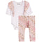 2pc Ruffle Shoulder Onesie Set Pastel Pink Floral - Denny's