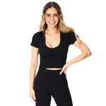 RIbbed V-Neck Baby Tee - Denny's