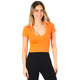 RIbbed V-Neck Baby Tee - Denny's