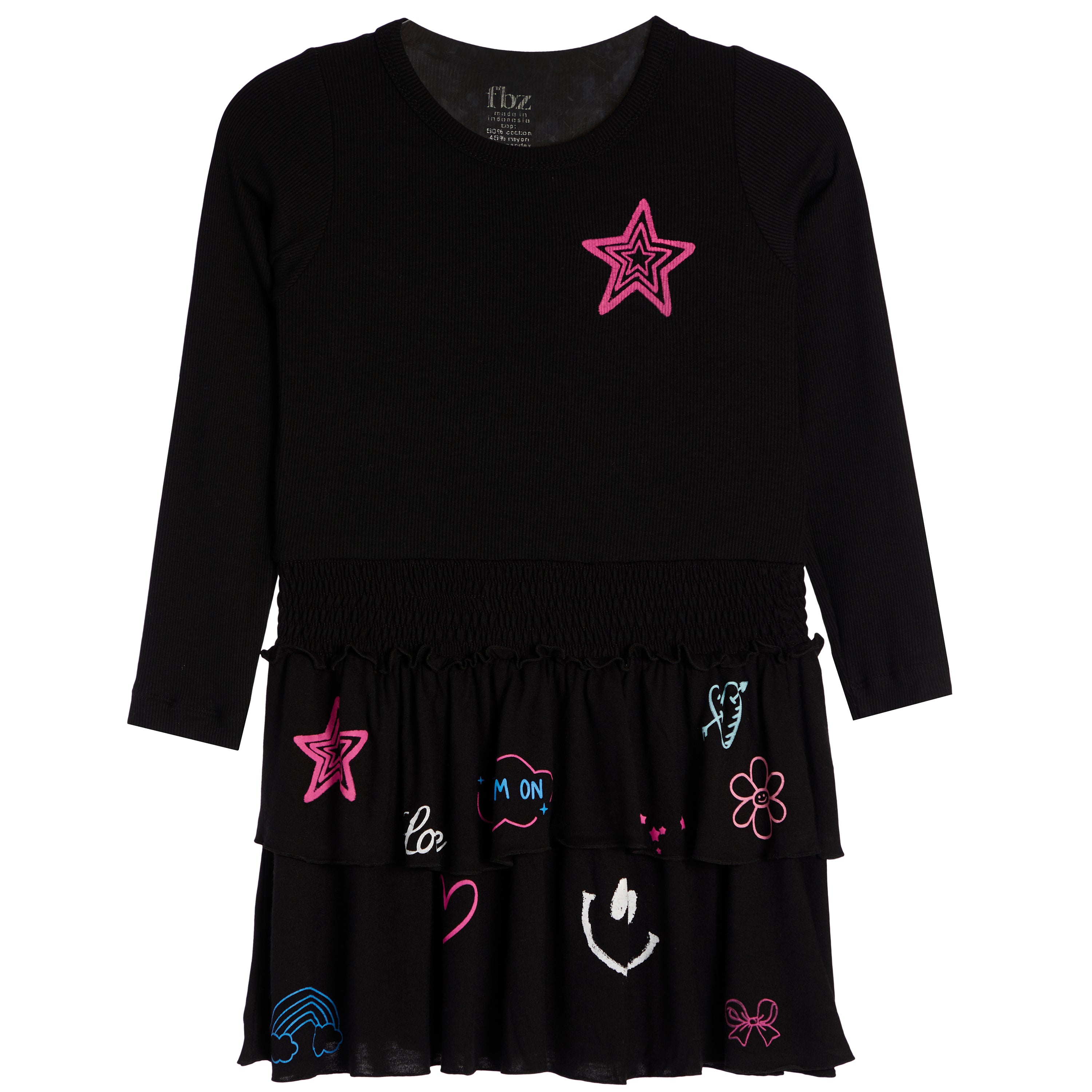 Multi Icon Bottom Long Sleeve Dress - Denny's