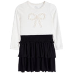 Long Sleeve Cream Bow Dress - Denny's