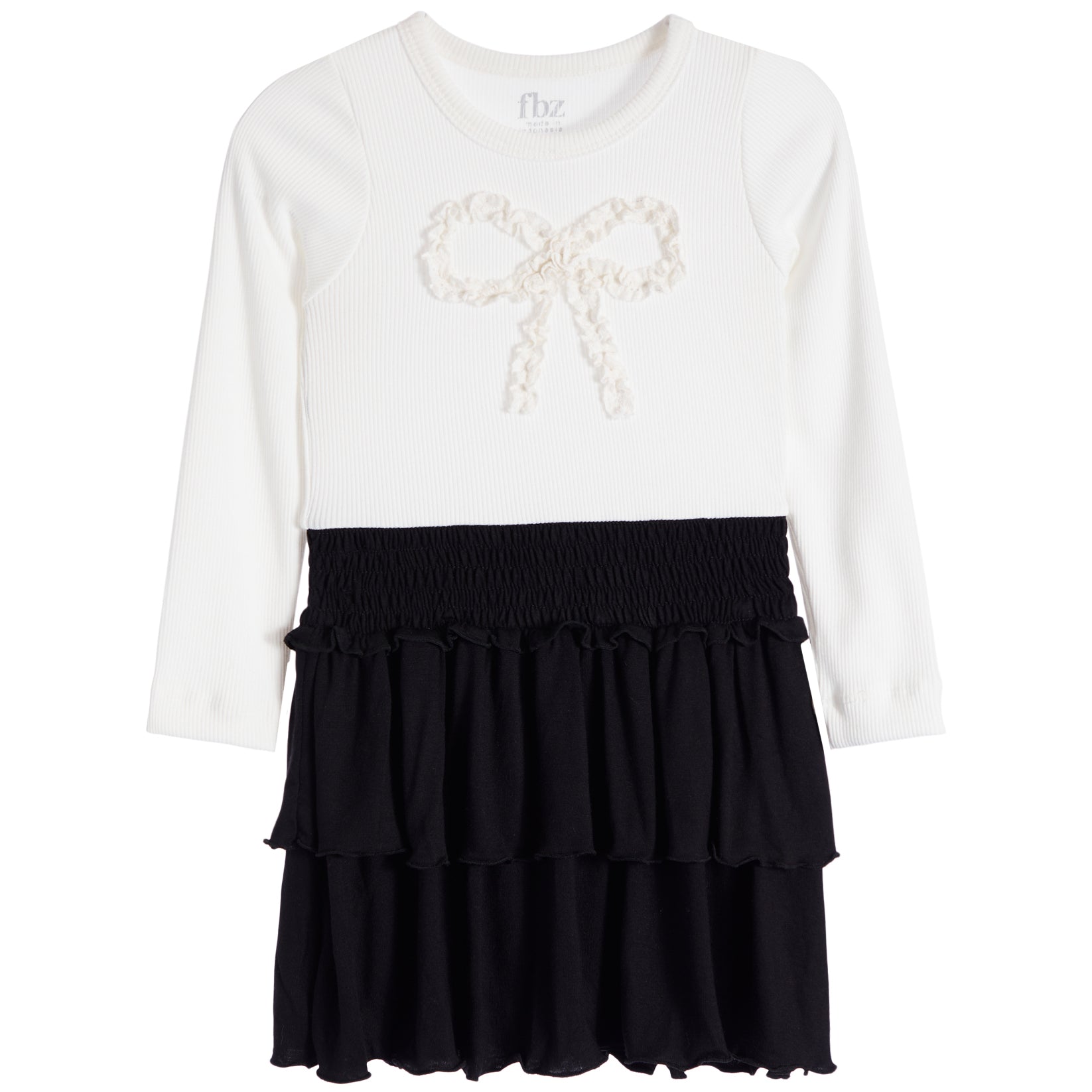 Long Sleeve Cream Bow Dress - Denny's
