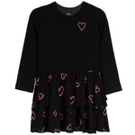 Long Sleeve Allover Pink Hearts Bottom Dress - Denny's