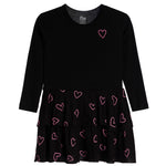 Long Sleeve Allover Pink Hearts Bottom Dress - Denny's