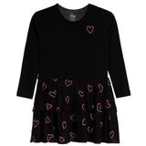 Long Sleeve Allover Pink Hearts Bottom Dress - Denny's