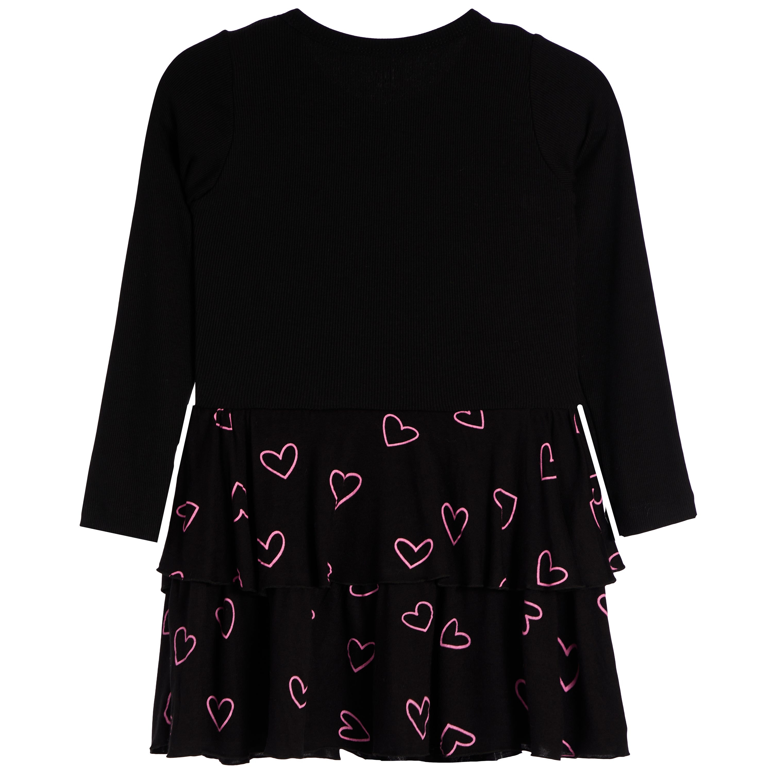 Long Sleeve Allover Pink Hearts Bottom Dress - Denny's
