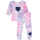 2pc Set Beth Tie Dye Denim Heart Legging Set