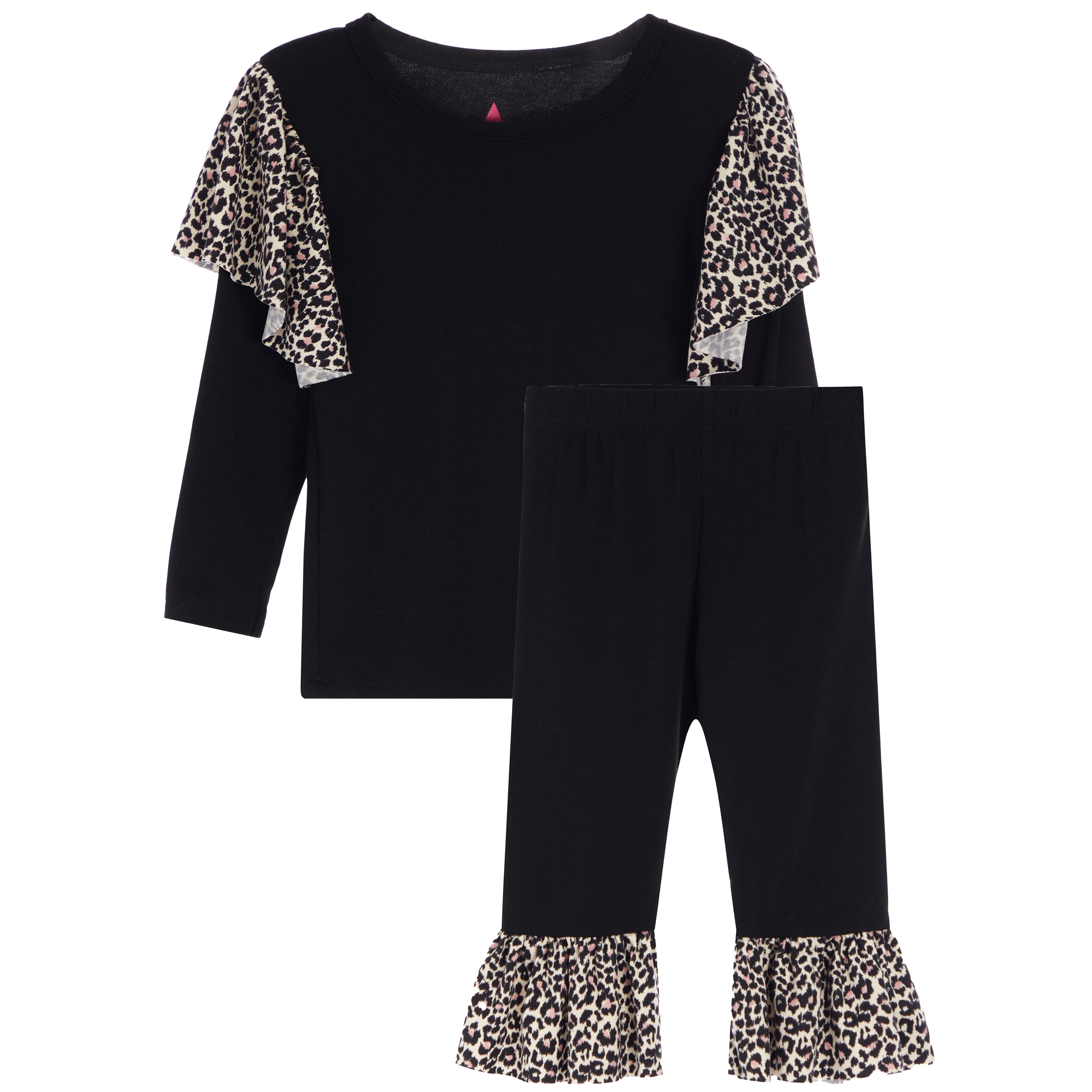 Leopard Sleeve Top and Bell Pant Set - Denny's