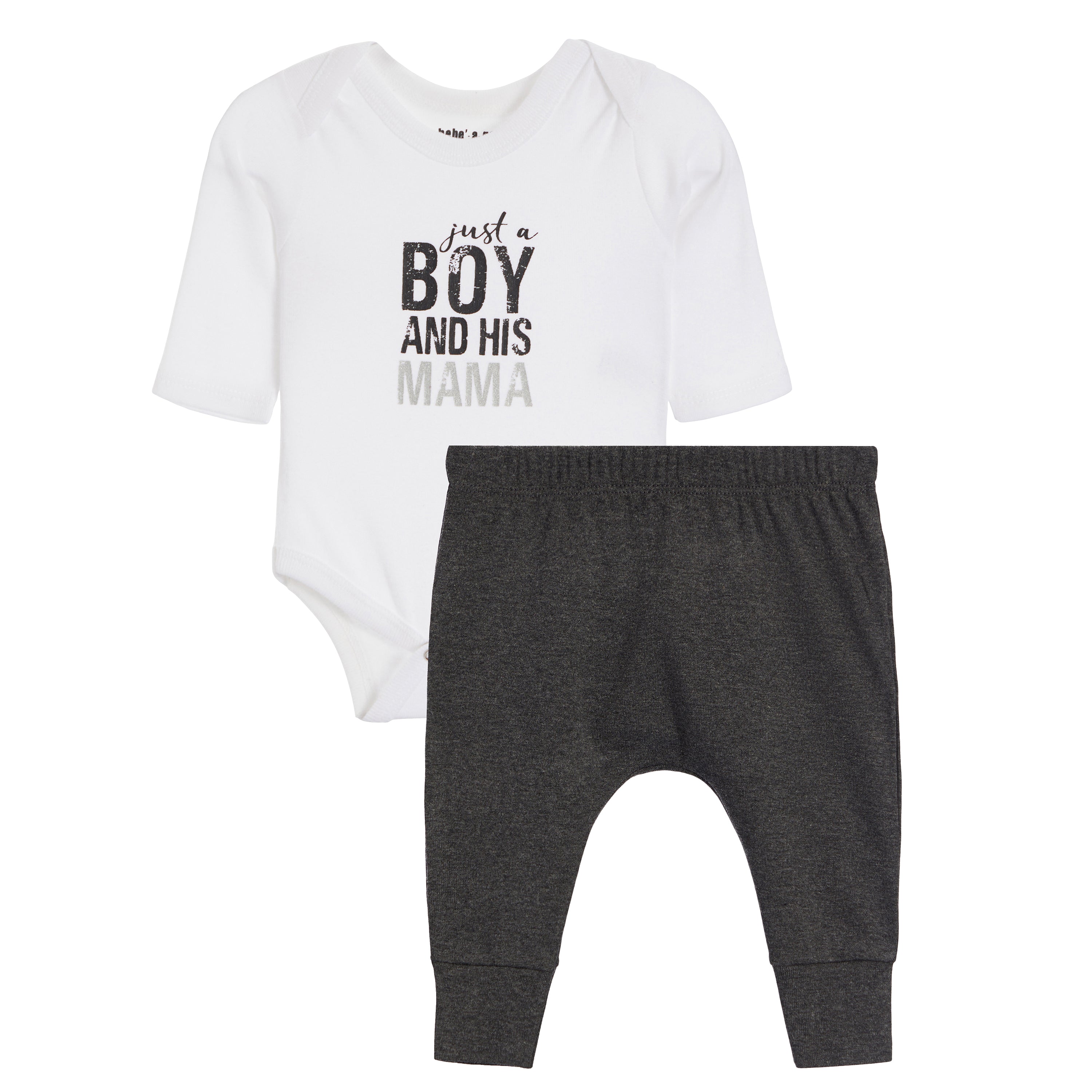Just A Boy And His Mama 2pc Onesie Harem Pant Set - Denny's