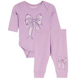 2pc Rib Lavender Bow Set