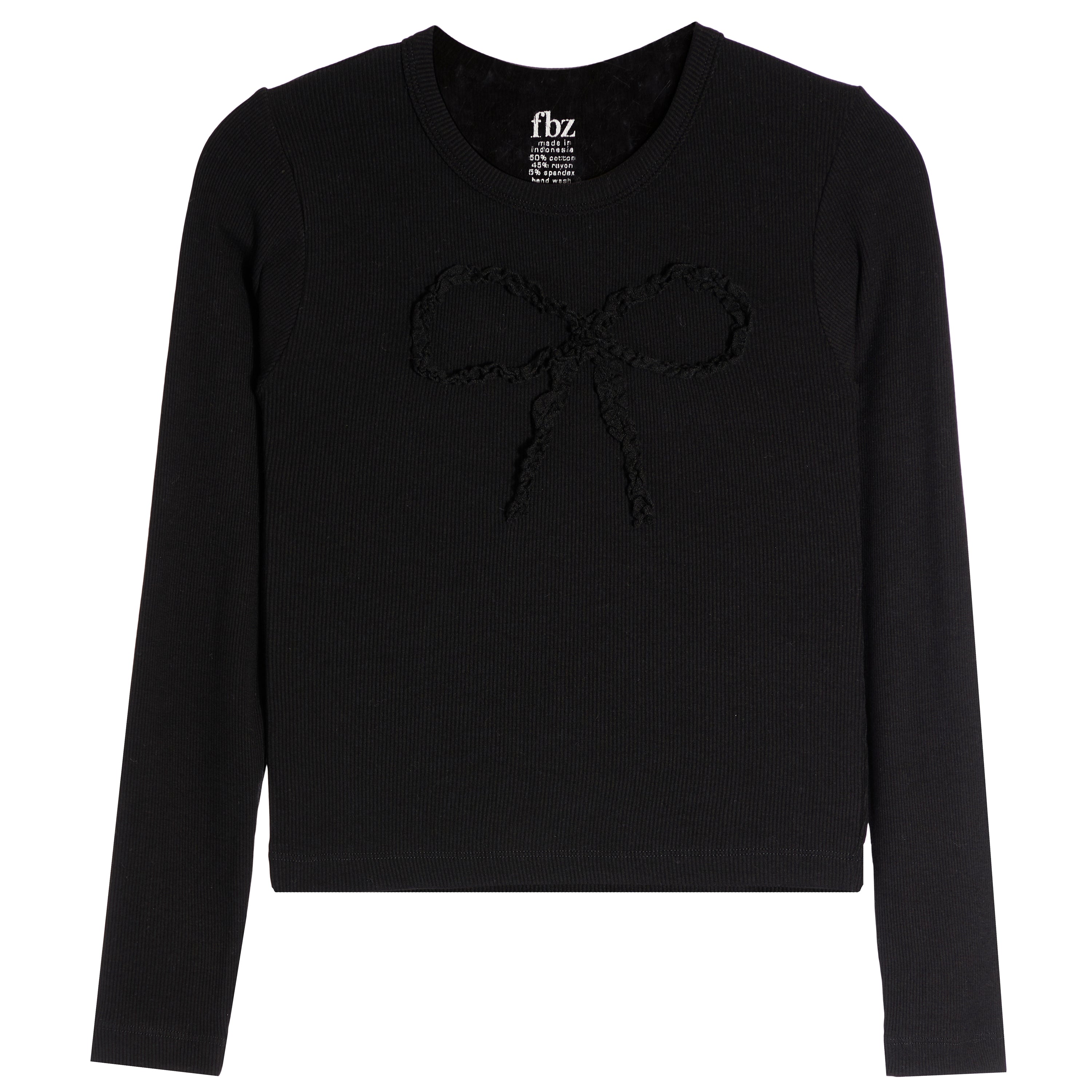 Bow Long Sleeve Ribbed Shirt - Denny's