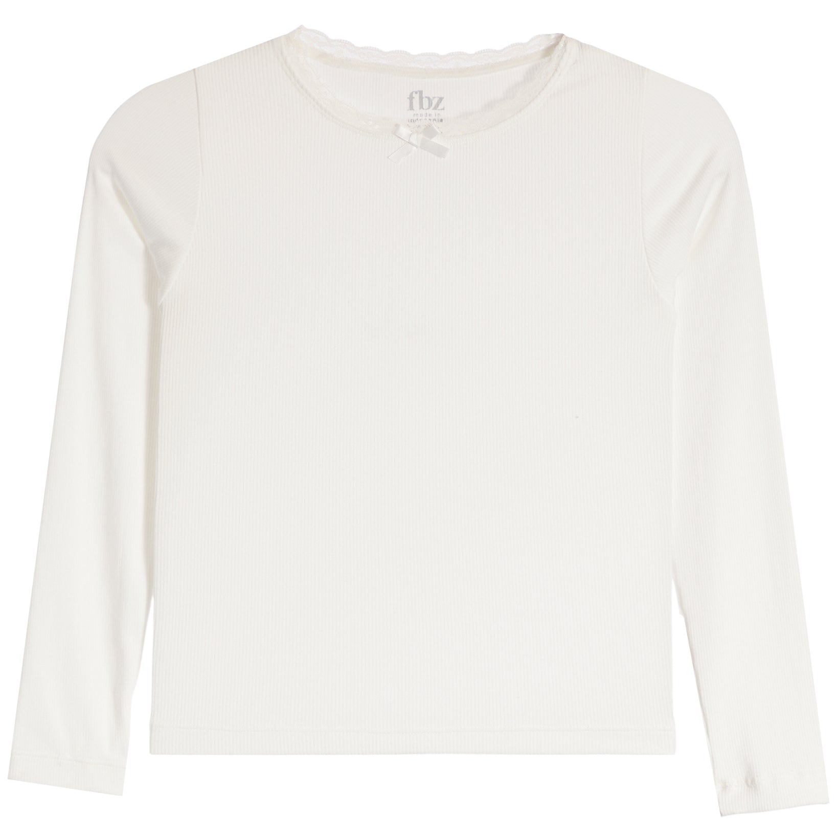 Lace Trim Long Sleeve Rib Shirt - Denny's