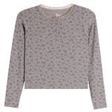 Lace Trim Floral Henley