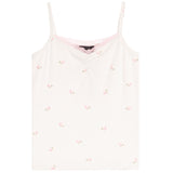 Rib Cami With Ruching Ivory/Pink