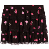 Rib Floral Lace Tier Skirt