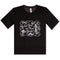 A black short-sleeve crewneck t-shirt with a white graphic print on the front that reads 'See You in New York!' surrounded by travel-themed doodles, shown against a plain white background.