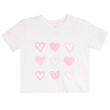 Short Sleeve Tee With 9 Pink Hearts