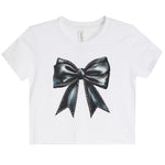 Short Sleeve Tee With Black Leather Bow - Denny's