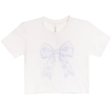 Blue Toile Bow Crop Tee