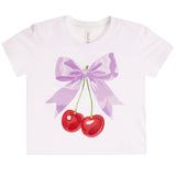 Lavender Bow Cherry Short Sleeve Tee - Denny's