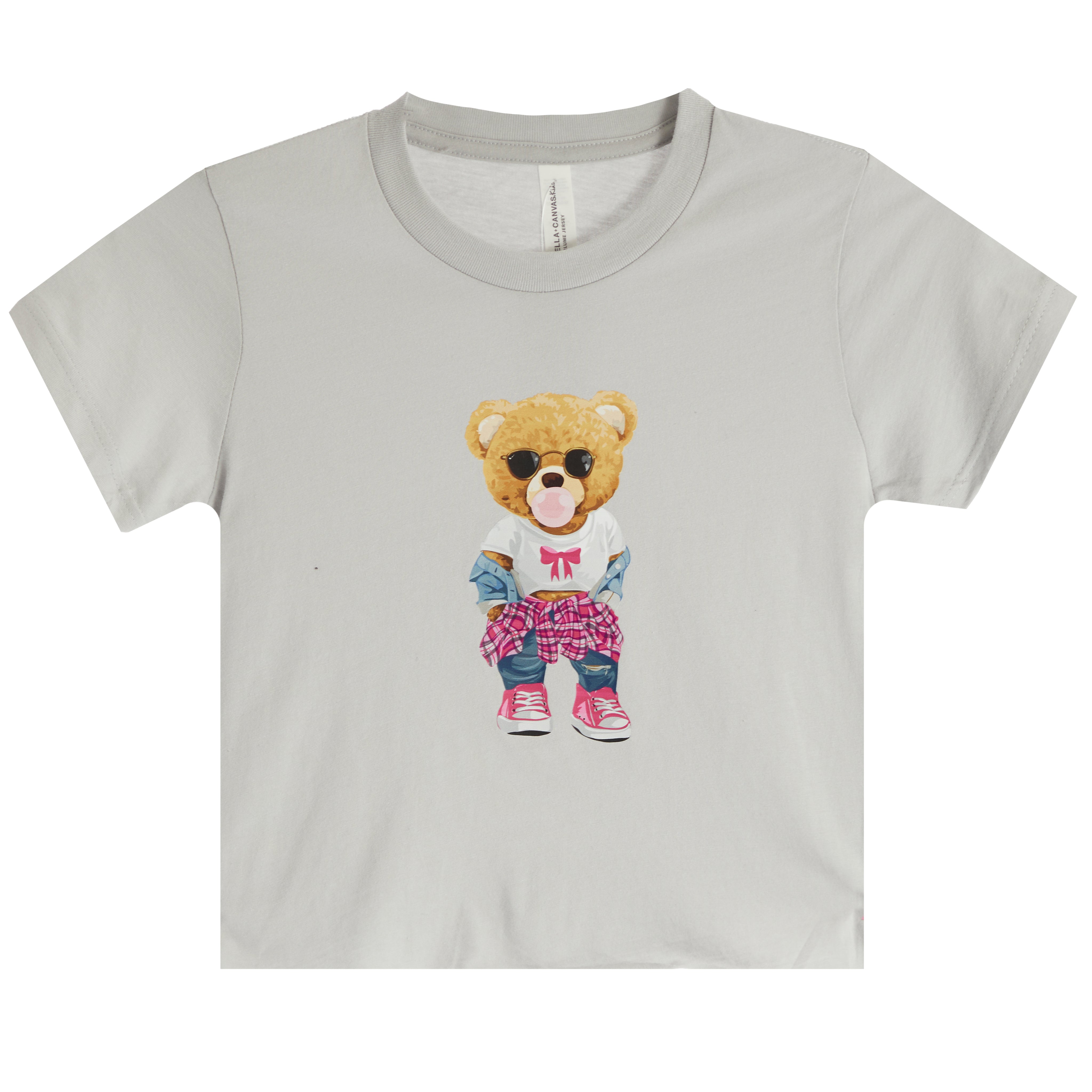 Bubblegum Plaid Bear Tee - Denny's