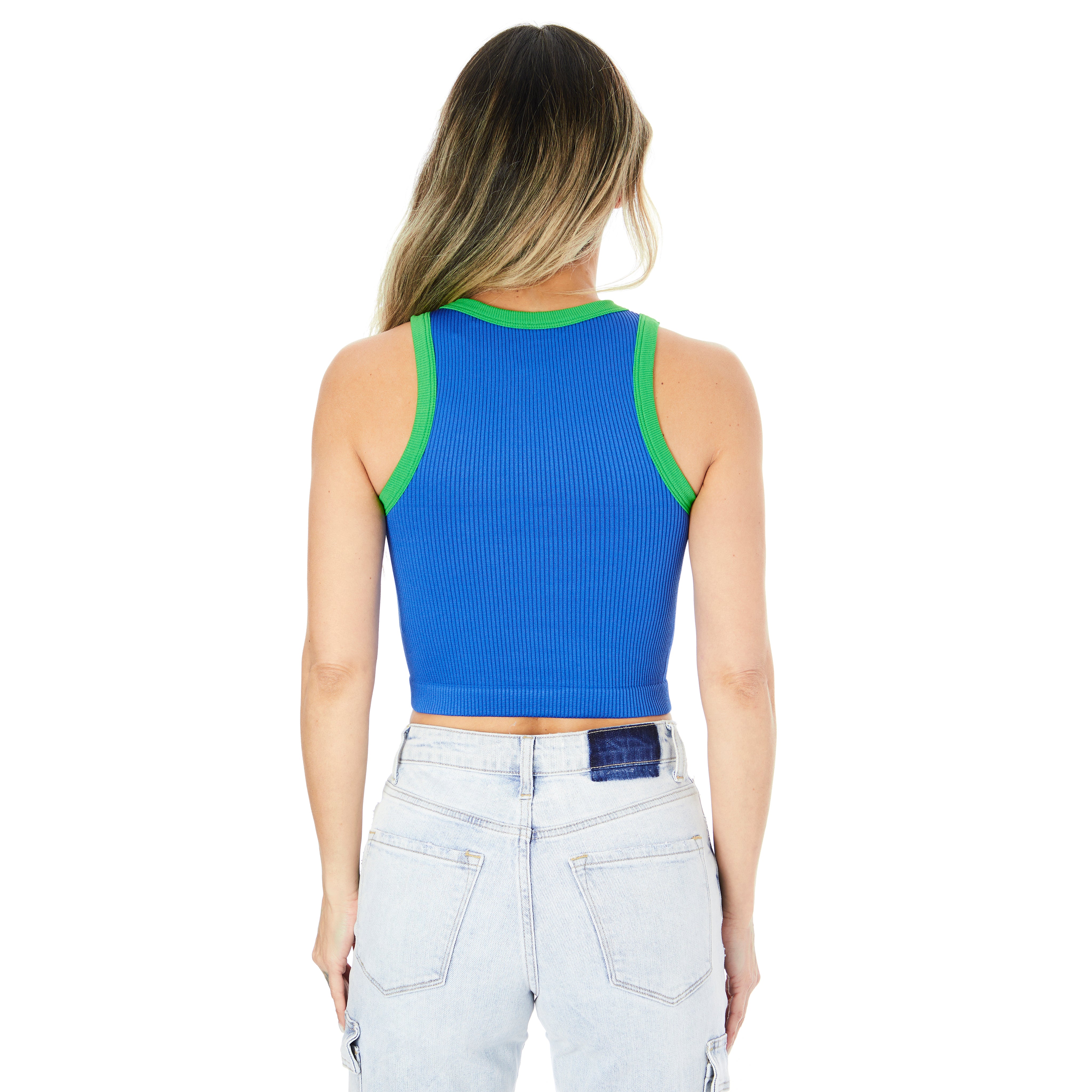 Contrast Trim Ribbed Tank - Denny's