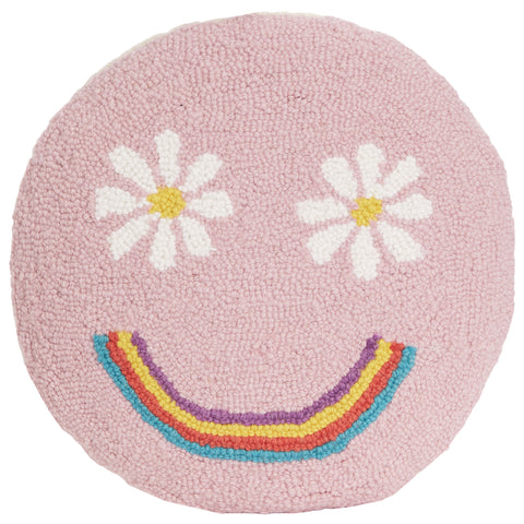 Rainbow Smiley Face Round Pillow - Denny's