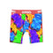 A pair of men's boxer briefs featuring a vibrant, all-over print of colorful gummy bears in blue, green, purple, and yellow. The waistband is a solid red color with white text reading 'PSD' and 'PSD by F', indicating the brand.